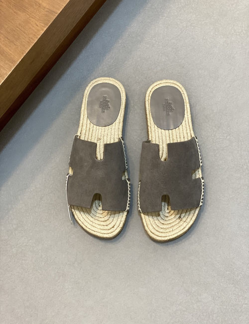 Hermes Antigua Woven Sole Calfskin Slippers