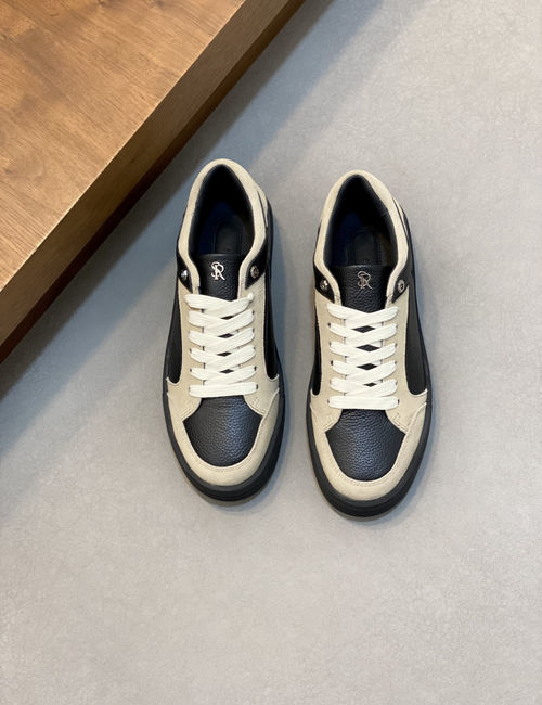 Stefano Ricci Stitched Leather Sneakers Durable Rubber Sole