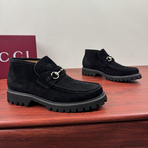 Gucci Horsebit Ankle Boots With Textured Upper And Non-slip Soles