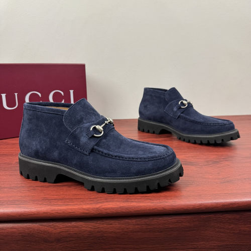 Gucci Horsebit Suede Ankle Boots Blue