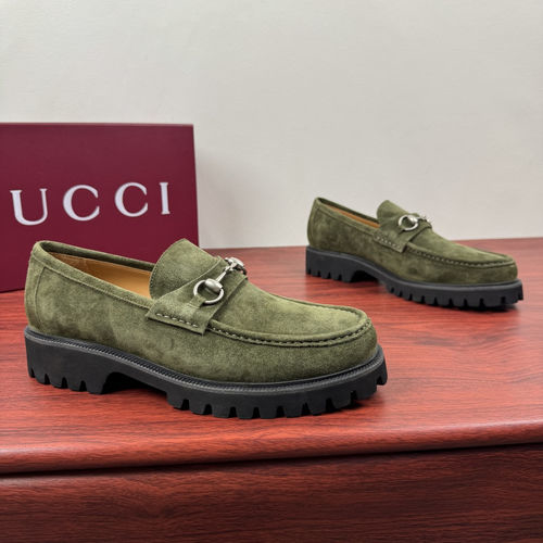 Gucci Horsebit Loafers Suede Green