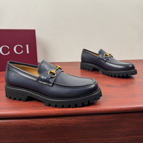 Gucci Horsebit Loafers Blue Leather Shoes