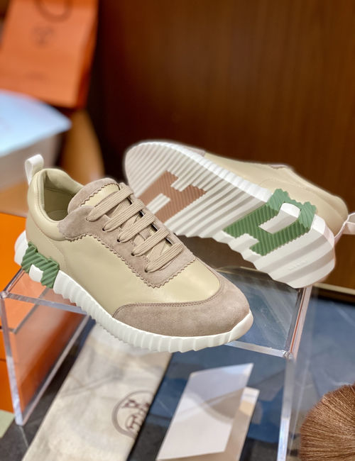 Hermes Bouncing Sneakers Mesh Suede Goatskin Upper