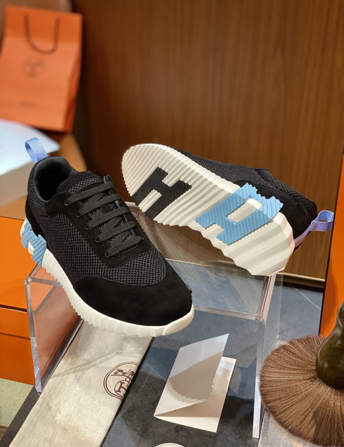 Hermes Bouncing Sneakers Mesh Suede Goatskin Upper