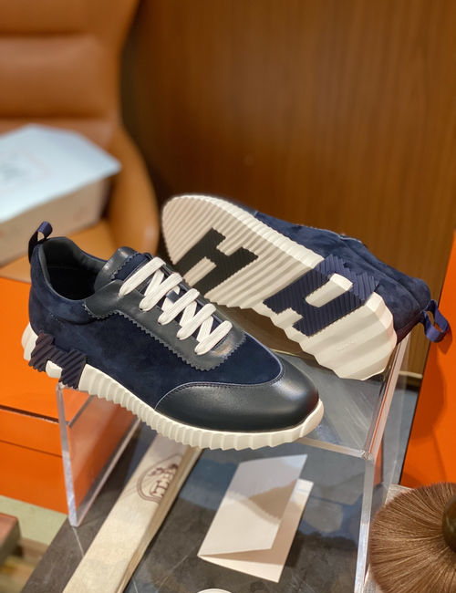 Hermes Bouncing Sneakers Mesh Suede Goatskin Upper