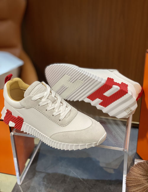 Hermes Bouncing Sneakers Mesh Suede Goatskin Upper