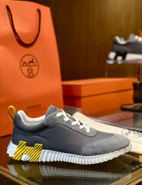 Hermes Bouncing Sneakers Mesh Suede Goatskin Upper