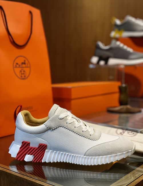 Hermes Bouncing Sneakers Mesh Suede Goatskin Upper