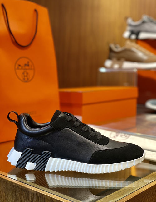 Hermes Bouncing Sneakers Mesh Suede Goatskin Upper