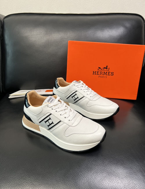 Hermes Premium Leather Sneakers With Comfortable Sole