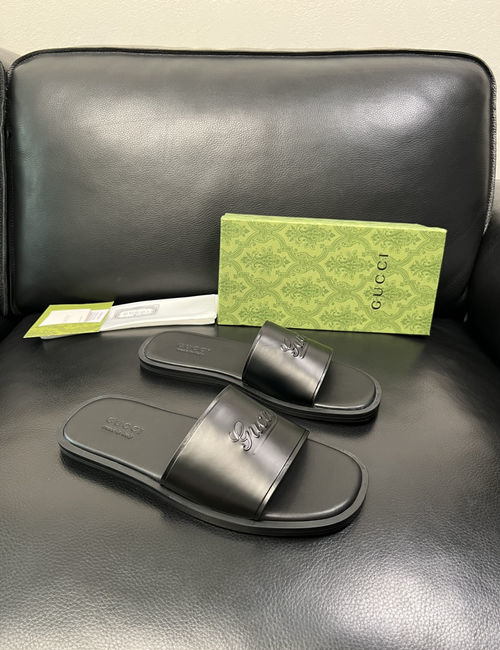 Gucci High-Quality Leather Slippers With Comfort Sole