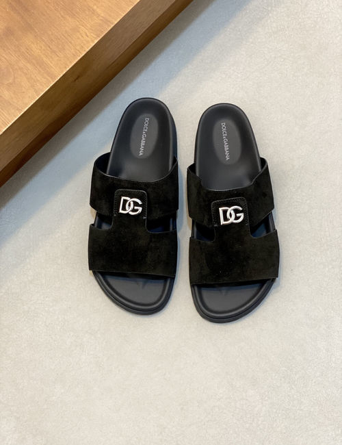 Dolce & Gabbana DG Logo Slides Premium Leather Material
