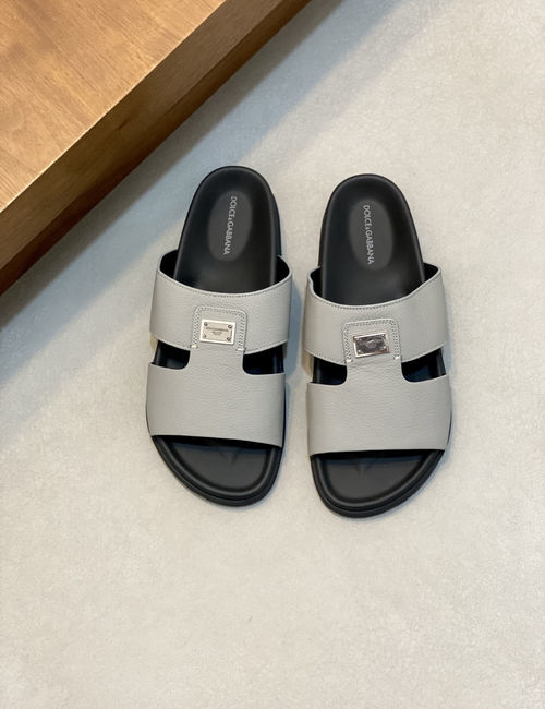 Dolce & Gabbana DG Logo Slides Premium Leather Material