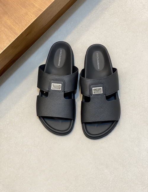 Dolce & Gabbana DG Logo Slides Premium Leather Material