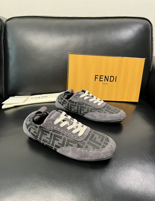 Fendi Cow Leather Stitching Comfort Casual Shoes