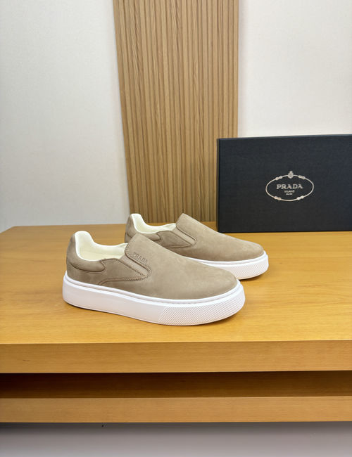 Prada Slip-On Casual Shoes Cowhide Upper TPU Sole