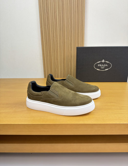 Prada Slip-On Casual Shoes Cowhide Upper TPU Sole
