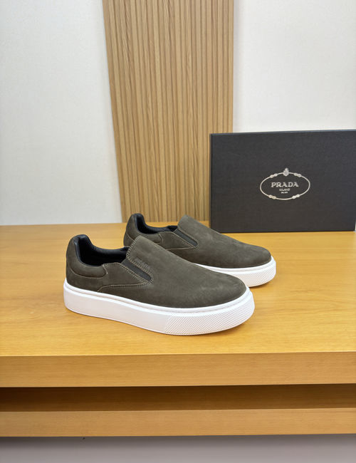 Prada Slip-On Casual Shoes Cowhide Upper TPU Sole