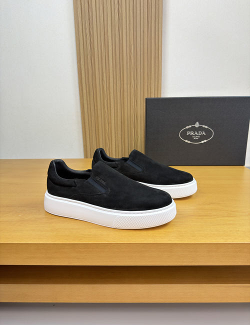 Prada Slip-On Casual Shoes Cowhide Upper TPU Sole