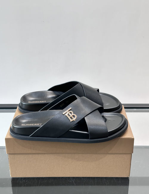 Burberry Cowhide Slides TB Logo Premium Texture