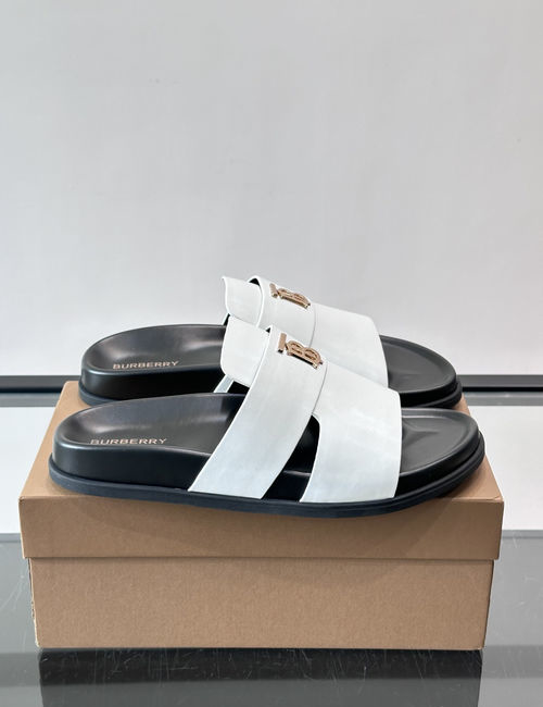 Burberry Cowhide Slides TB Logo Premium Texture