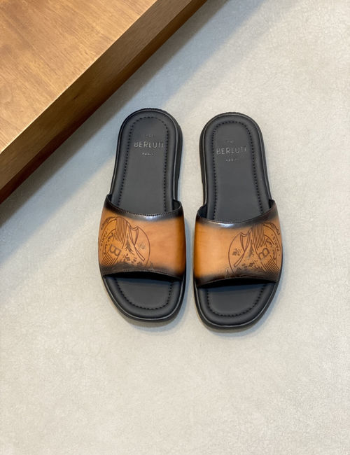 Berluti Hand-painted Slippers Full Grain Leather Lining