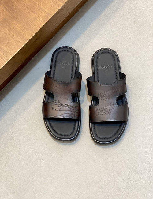 Berluti Hand-painted Slippers Full Grain Leather Lining
