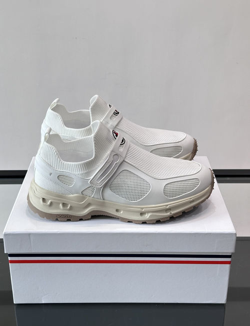 Moncler Mesh Leather Stitching Cushion Sneakers