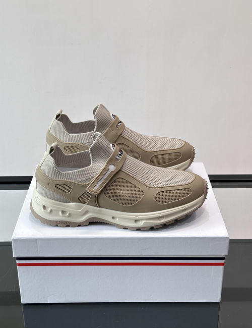 Moncler Mesh Leather Stitching Cushion Sneakers