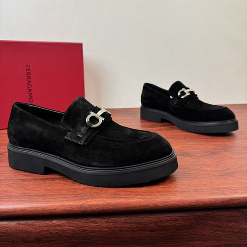 Ferragamo Classic Loafers Black Suede