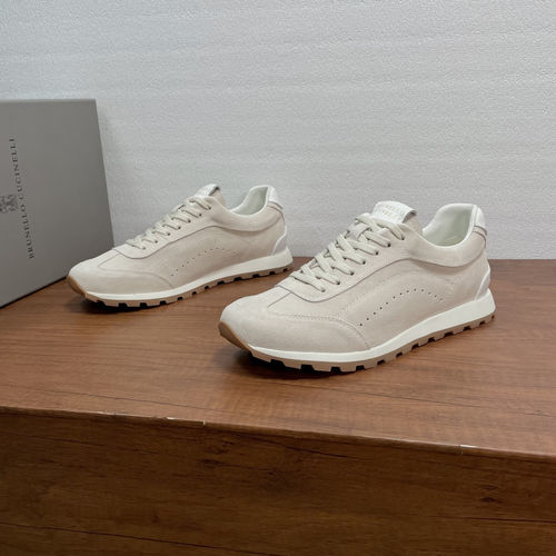 Brunello Cucinelli BC Suede Lace-up Sneakers Beige