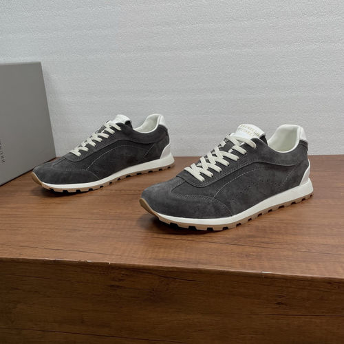 Brunello Cucinelli BC Suede Lace-up Casual Sneakers Gray