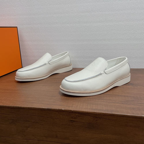 Hermes Grained Leather Loafers With H Diamant Detail