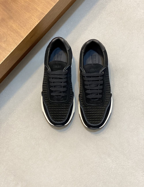 Zilli Stitched Leather Casual Sneakers