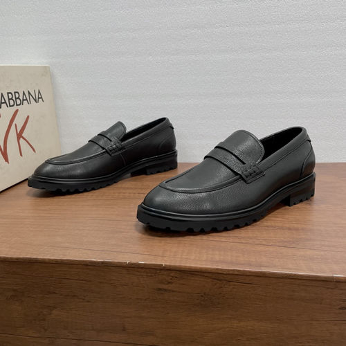 Dolce & Gabbana DG Grain Leather Loafers With Metal Accents