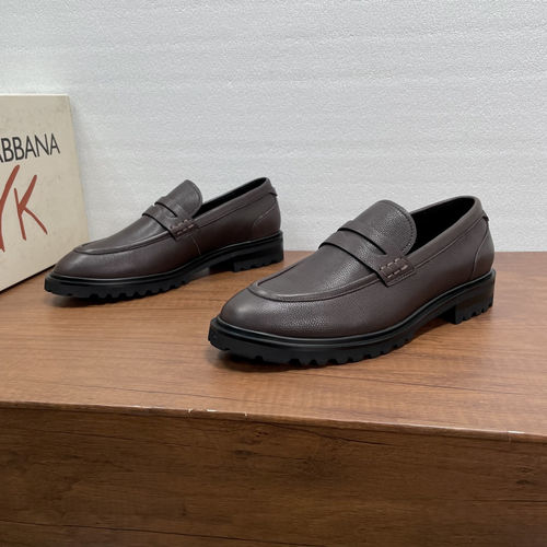 Dolce & Gabbana DG Grain Leather Loafers With Metal Accents