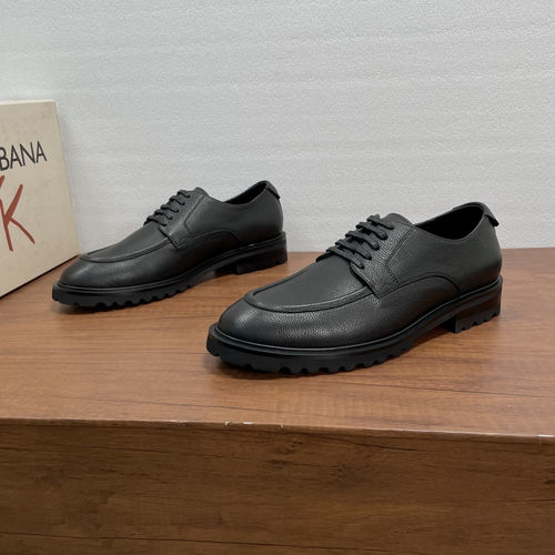 Dolce & Gabbana DG Lace-up Leather Derby Shoes With Metal Logo