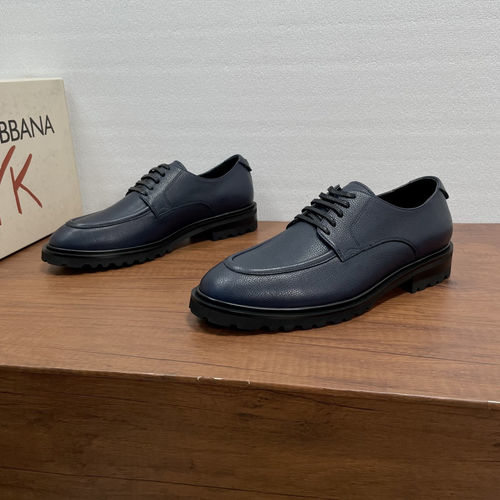 Dolce & Gabbana DG Lace-up Leather Derby Shoes With Metal Logo