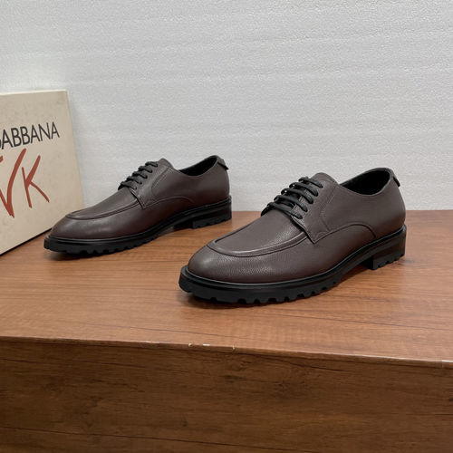 Dolce & Gabbana DG Lace-up Leather Derby Shoes With Metal Logo
