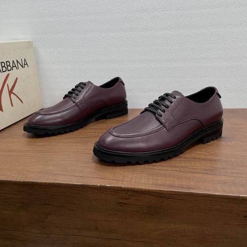 Dolce & Gabbana DG Lace-up Leather Derby Shoes With Metal Logo