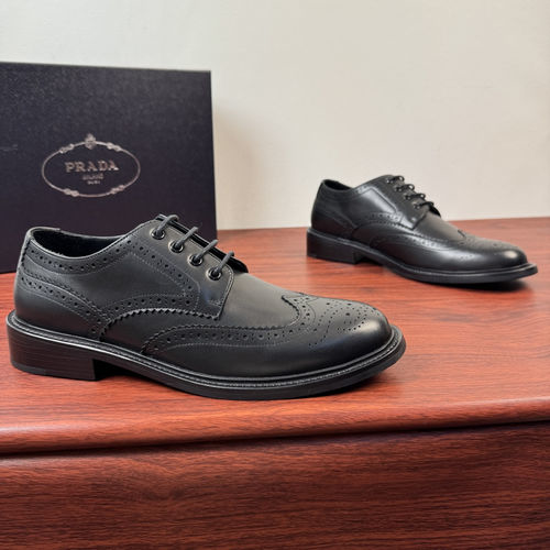 Prada Brogue Style Leather Derby Shoes