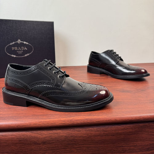 Prada Brogue Style Derby Shoes Leather Upper