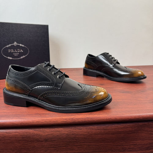 Prada Brogue Style Leather Derby Shoes