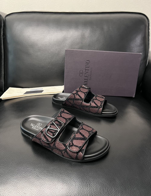 Valentino Color-block Stitched Leather Slippers