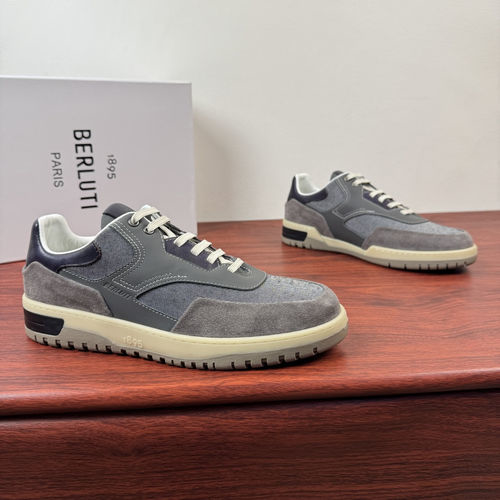 Berluti 1895 Patchwork Leather Casual Shoes Grey