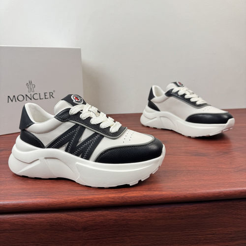 Moncler Thick Sole Leather Sneakers With Cushioning Insole