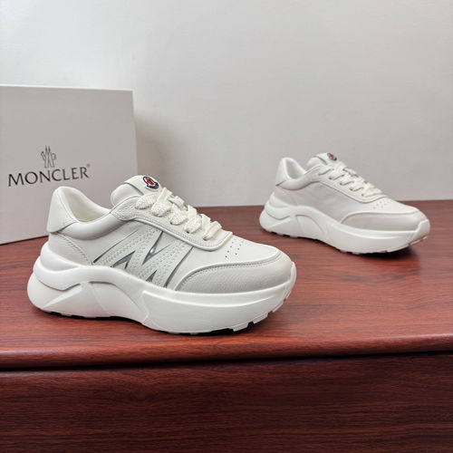 Moncler Thick Sole Leather Sneakers With Cushioning Insole