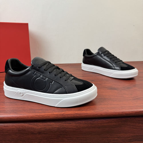 Ferragamo Gancini Leather Casual Shoes Rubber Sole