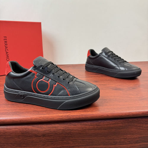 Ferragamo Gancini Leather Casual Shoes Rubber Sole