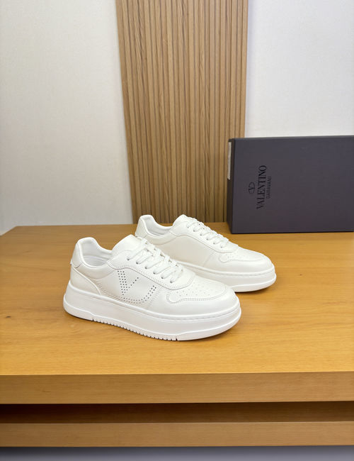 Valentino Nappa Leather Sneakers With Hand-perforated Logo
